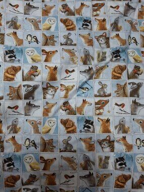 Quilting Treasures Fabric, Blue, Woodland Animals, 38" X 24, Winter